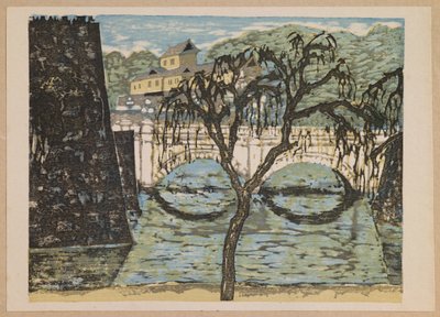 Nijūbashi, z cyklu „Wspomnienia z Tokio” autorstwa Onchi Kôshirô