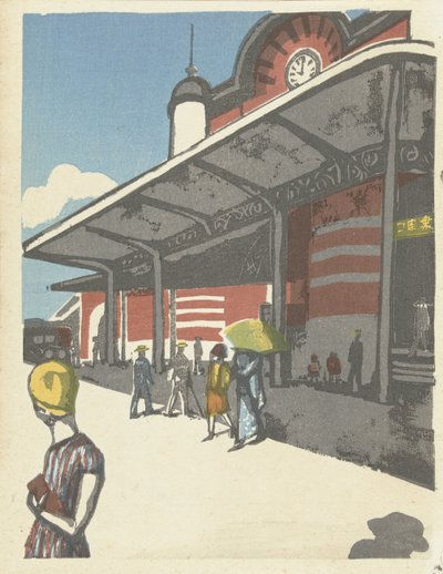 Tokyo Station (tytuł na obiekcie) Herinneringen aan Tokio (tytuł serii) Tokyo kaiko zue (tytuł serii) autorstwa Onchi Kôshirô