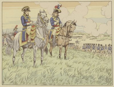 Napoleon i generał Louis Desaix w bitwie pod Marengo, 24 czerwca 1800 r autorstwa Onfray de Breville Job