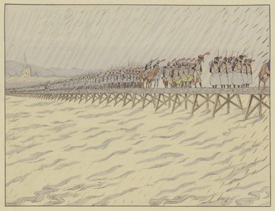 Napoleon i jego armia przekraczają Ren w Kehl, 1 października 1805 r autorstwa Onfray de Breville Job