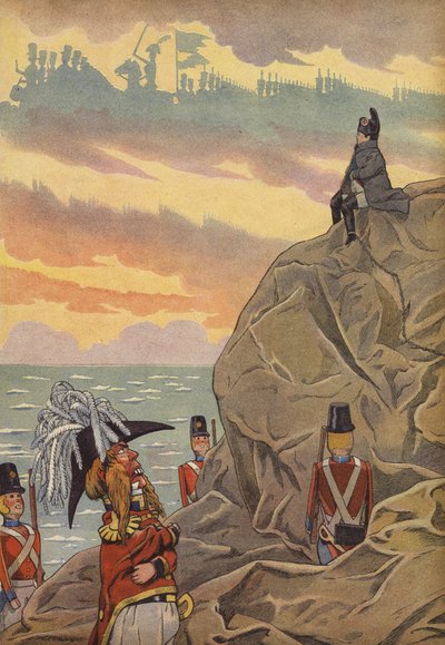 Napoleon pod St Helena, strzeżony przez Brytyjczyków autorstwa Onfray de Breville Job