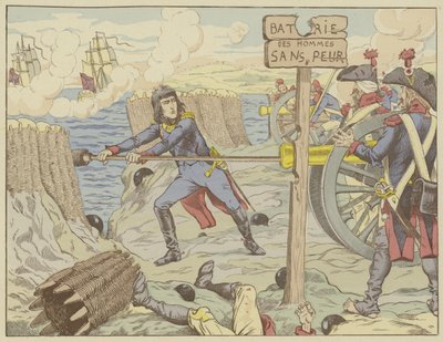 Napoleon ładuje armatę jak zwykły żołnierz podczas oblężenia Tulonu, 1793 autorstwa Onfray de Breville Job