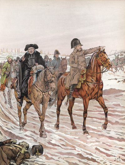 Napoleon, jadący obok Abbe Henriota, 1814 autorstwa Onfray de Breville Job