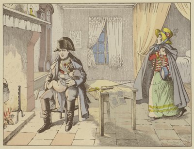 Wieczorem bitwy pod Champaubert i w wigilię Montmirail zamyślony Napoleon kołysze dziecko kantyny, 10-11 lutego 1814 r. autorstwa Onfray de Breville Job