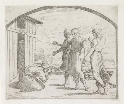 Abraham i trzej aniołowie Obrazy w loggii Rafaela (tytuł serii) autorstwa Orazio Borgianni