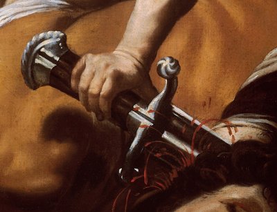 Fragment miecza Dawida od Dawida i Goliata autorstwa Orazio Borgianni