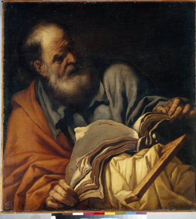 Św. Tomasz Apostoł. (Św. Tomasz Apostoł). Malarstwo Orazio Borgianiego (1578-1616), olej na płótnie, sztuka włoska (Rzym) autorstwa Orazio Borgianni