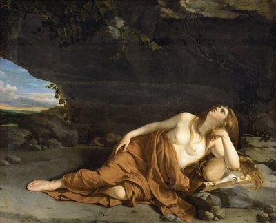 Marie Madeleine skruszona - Skruszona Maria Magdalena - Orazio Gentileschi (1563-1638). Olej na płótnie, ok. 1625. Wymiar: 163x208 cm. Muzeum Historii Sztuki, Wiedeń autorstwa Orazio Gentileschi