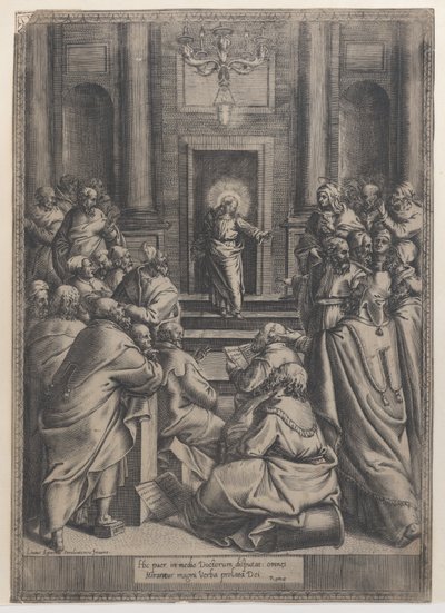 Chrystus spór w świątyni, 1568-77., 1568-77. autorstwa Orazio de Sanctis