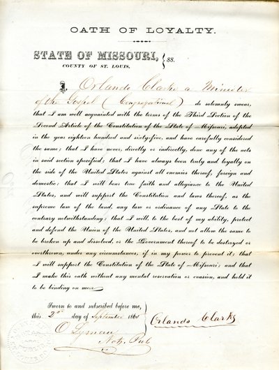 Składa przysięgę wierności rządowi Stanów Zjednoczonych i stanu Missouri autorstwa Orlando Clarke