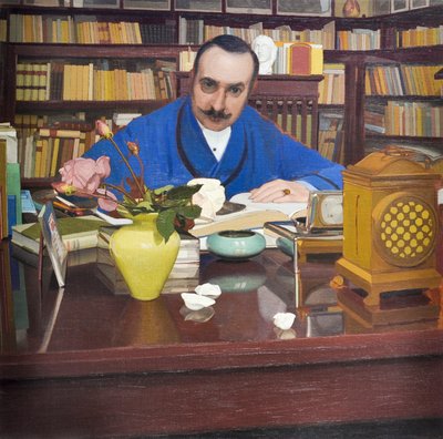 Ugo Ojetti w gabinecie, ok. 1908-09 (olej na płótnie) autorstwa Oscar Ghiglia