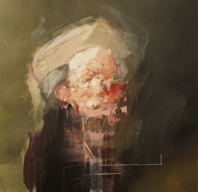 Według Rembrandta - Autoportret jako apostoł Paweł, 2020-24 (akryl, pastel i olej na płótnie) autorstwa Oscar Nin