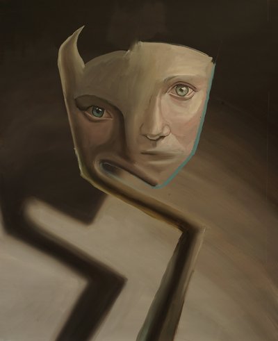 Podzielona dusza, 2023 (olej na płótnie) autorstwa Oscar Nin