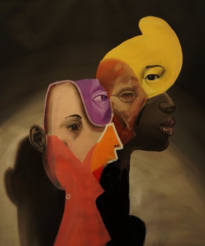 Kalejdoskop tożsamości, 2023 (olej i farba w sprayu na płótnie) autorstwa Oscar Nin