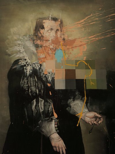 Żółta linia, 2019 (akryl na płótnie) autorstwa Oscar Nin