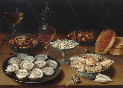 Dania z ostrygami, owocami i winem 16201625. autorstwa Osias Beert the Elder