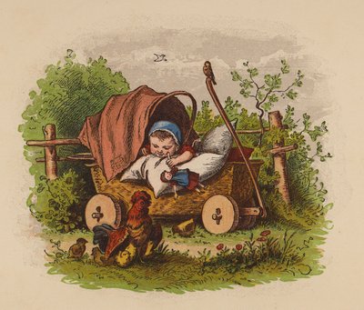 Dziecko w wózku (kolorowa litografia) autorstwa Oskar Pletsch
