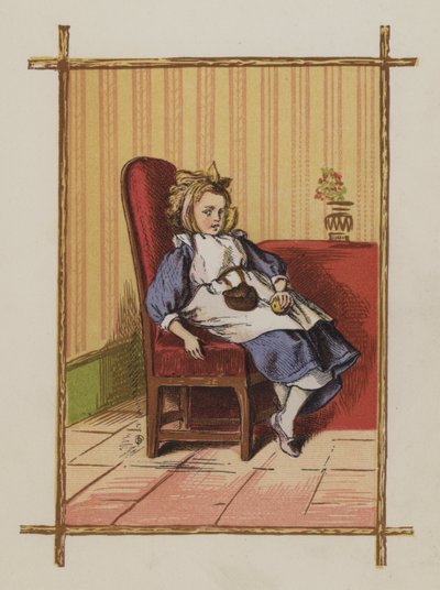 Dziewczyna siedząca na krześle (kolor litho) autorstwa Oskar Pletsch