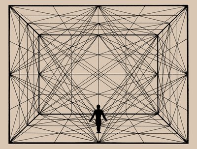 Figura w przestrzeni z geometrią płaszczyzny i wytyczeniami przestrzennymi, 1924-1925. autorstwa Oskar Schlemmer