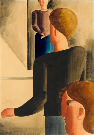 Trzy postacie w pokoju Prosty gest, 1928. autorstwa Oskar Schlemmer
