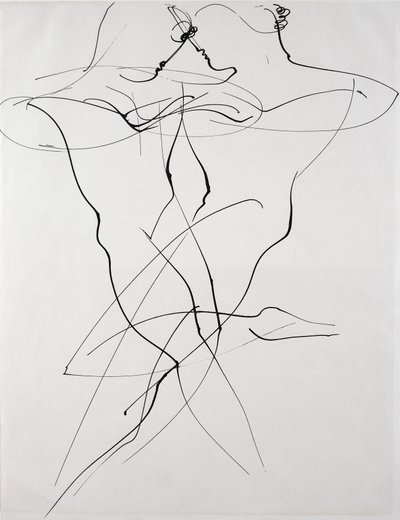 Dwie postacie w ruchu przeciwstawnym, taniec autorstwa Oskar Schlemmer