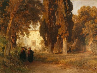 Ogród klasztorny. Po 1857 autorstwa Oswald Achenbach