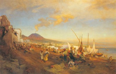 Niemiecki: Na plaży w Neapolu autorstwa Oswald Achenbach