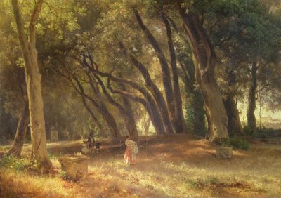 W ogrodzie Willi Borghese (olej na płótnie) autorstwa Oswald Achenbach