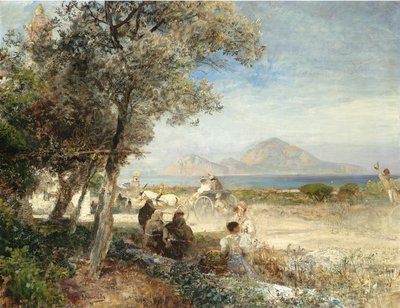 Widoki na Zatokę Neapolitańską autorstwa Oswald Achenbach