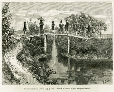 Z kolei misjonarz. Grawerowanie Tofaniego, aby zilustrować historię Trente mois au Tonkin, w 1884 r., autorstwa doktora Paula Hocquarda, in le tour du monde 1890, pod kierunkiem Edouarda Chartona (1807-1890), Hachette, Paryż. autorstwa Oswaldo Tofani