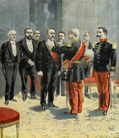 Emile Loubet otrzymuje insygnia Wielkiego Mistrza Legii Honorowej od generała Davouta. autorstwa Oswaldo Tofani