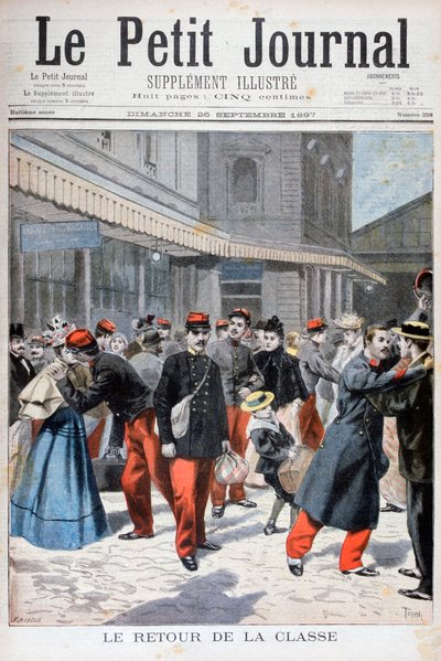 Francuscy żołnierze powracający do domu, Francja, 1897 autorstwa Oswaldo Tofani