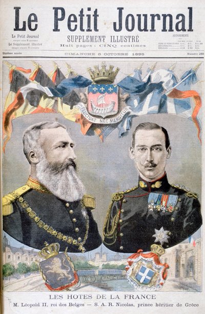 Król Leopold II z Belgii i książę Mikołaj z Grecji i Danii, 1895. autorstwa Oswaldo Tofani