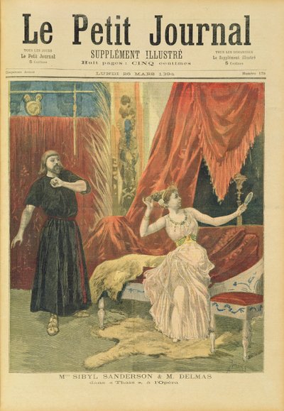 Mademoiselle Sibyl Sanderson (1865-1903) i Monsieur Jean Francois Delmas (1861-1933) w „Thais” Julesa Masseneta (1841-1912) z „Le Petit Journal”, 26 marca 1894 autorstwa Oswaldo Tofani