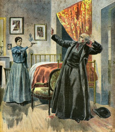 Zabójstwo abbe Paula De Broglie, 1895 (ilustracja) autorstwa Oswaldo Tofani