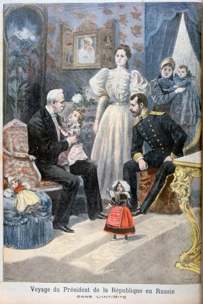 Car Rosji Mikołaj II i Feliks Faure, Prezydent Republiki Francuskiej, 1897 autorstwa Oswaldo Tofani