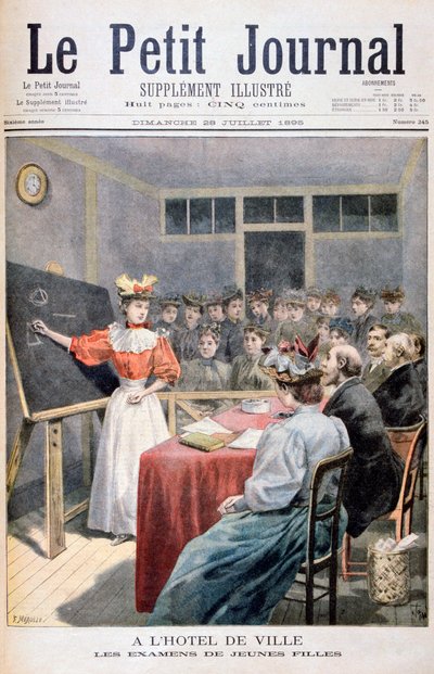 Młode dziewczyny zdające egzaminy w ratuszu, Francja, 1895 autorstwa Oswaldo Tofani