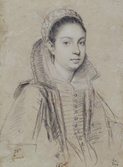 Portret damy (ołówek na papierze) autorstwa Ottavio Mario Leoni