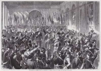 Proklamacja króla pruskiego Wilhelma I cesarzem Niemiec, Sala Lustrzana, Palais de Versailles, Francja autorstwa Otto Edmund Guenther