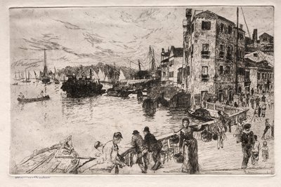 Akwaforty Wenecji: Castello Quarters, Riva, XIX wiek. autorstwa Otto H. Bacher