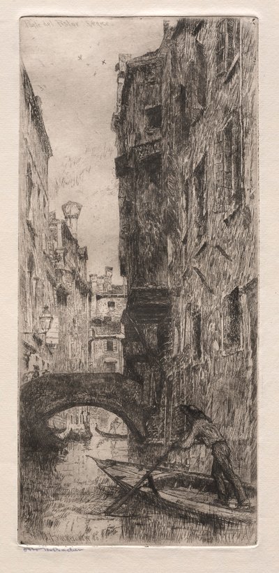 Akwaforty Wenecji: Ponte del Pistor, Wenecja, 1880. autorstwa Otto H. Bacher