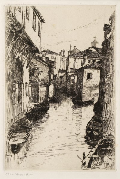 Kanał w Wenecji, c.1880-82 (akwaforta) autorstwa Otto Henry Bacher