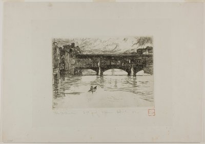 Ponte Vecchio, zniszczony talerz autorstwa Otto Henry Bacher