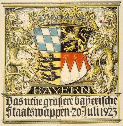Nowy, większy bawarski herb narodowy, 20 lipca 1923 r. autorstwa Otto Hupp
