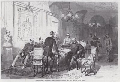 Dowódcy armii pruskiej na naradzie wojennej w Wersalu, wojna francusko-pruska, 6 grudnia 1870 (rycina) autorstwa Otto Johann Heinrich Heyden