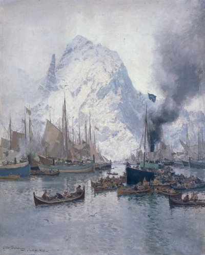 Przybycie Agnsilddamperen, Svolvaer autorstwa Otto Ludvig Sinding