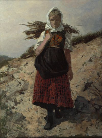 Zebrane drewno opałowe (olej na płótnie) autorstwa Otto Ludvig Sinding
