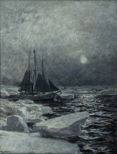 Fram w Oceanie Arktycznym (olej na płótnie) autorstwa Otto Ludvig Sinding