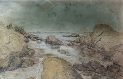 Szkice morskie i krajobrazowe (akwarela i ołówek na papierze) autorstwa Otto Ludvig Sinding