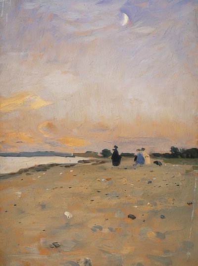 Krajobraz rzeki z półksiężycem (krajobraz plaży na Juist). 1885 lub około 1889 autorstwa Otto Modersohn
